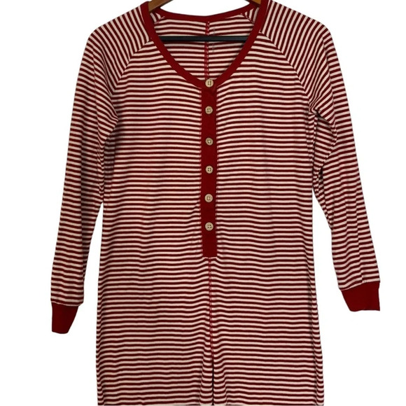 Burt’s Bee’s Baby Women’s Organic Cotton Red/White One  Piece Pajama MEDIUM - Picture 3 of 11